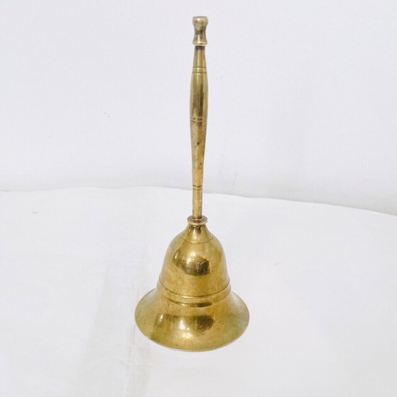 Vintage India Brass Etched Hand Bell 7 in. Dinner Service Bell Home Decor - Picture 5 of 8